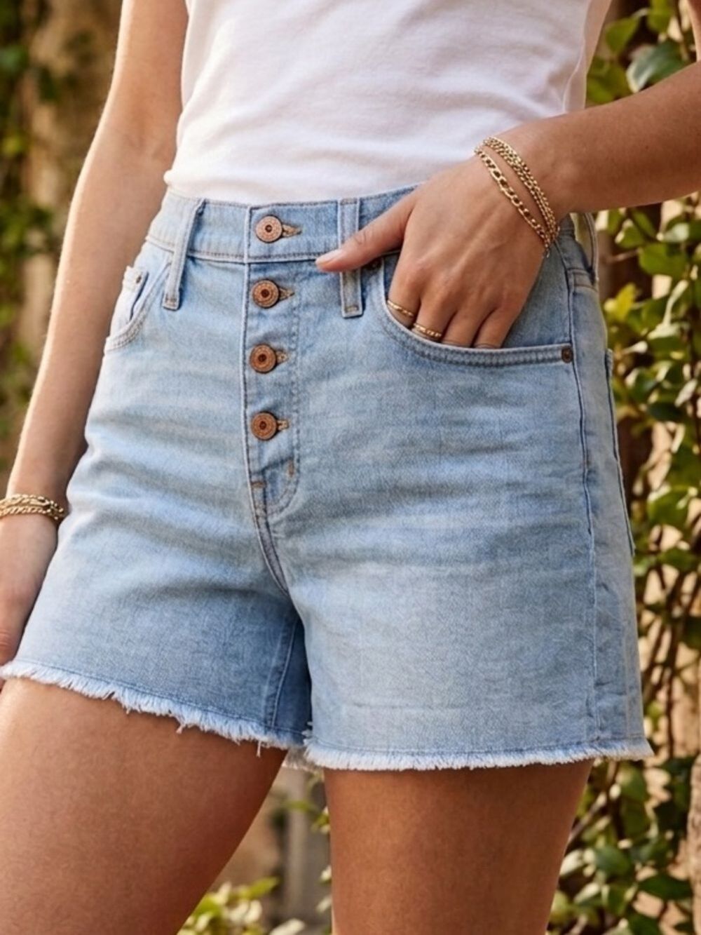 J. Crew Light Blue Button-Front Denim Shorts